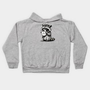 Caffeine raccoon Kids Hoodie